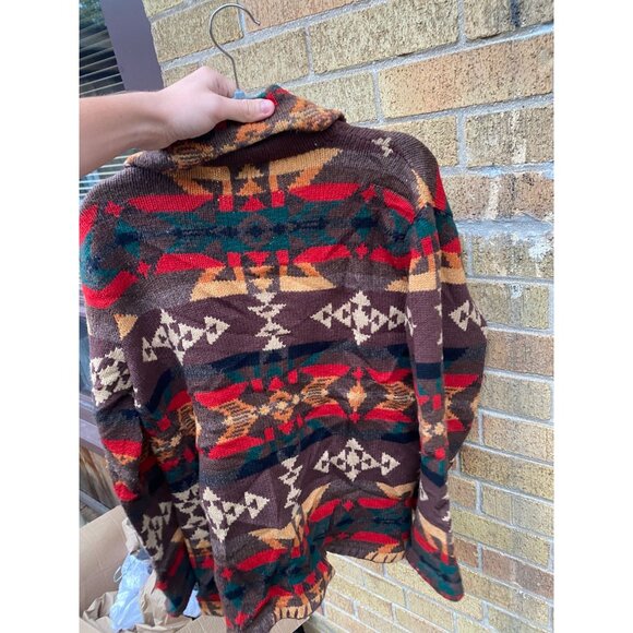 Ralph Lauren Brown Southwestern Sweater Cardigan Native Coat Aztec Camping Ranch - Picture 9 of 9